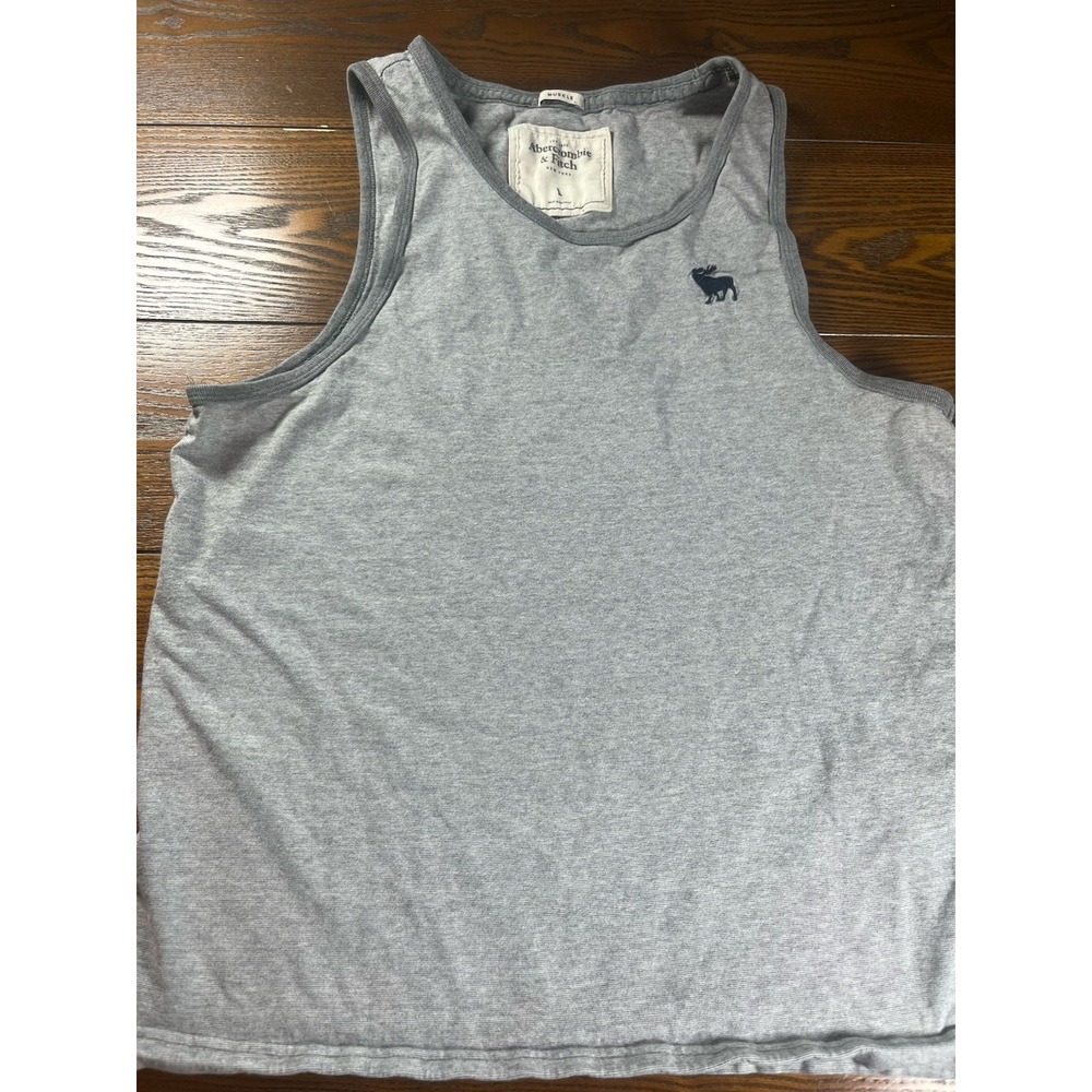 Abercrombie & Fitch Muscle Logo Tank Top Mens Size Large Grey 100 % Cotton